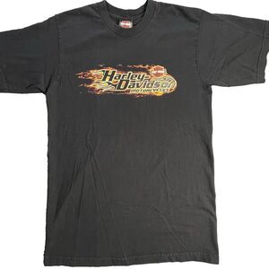 Harley-Davidson Shirt Men’s Large Black Flame Logo Motor Cycle Kuwait Military